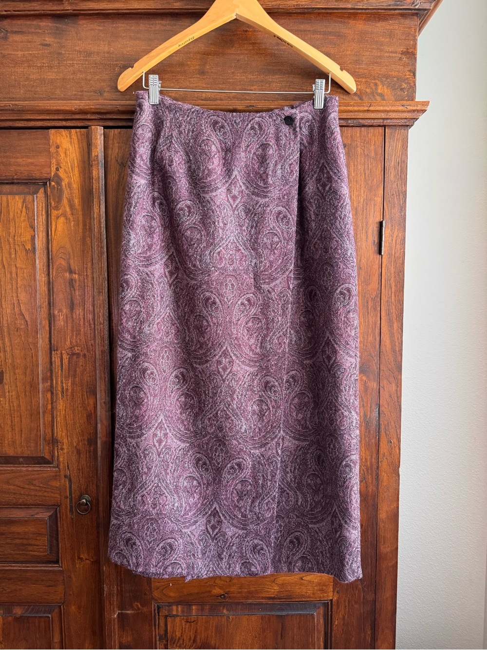 Dressbarn paisley midi wrap skirt purple 12